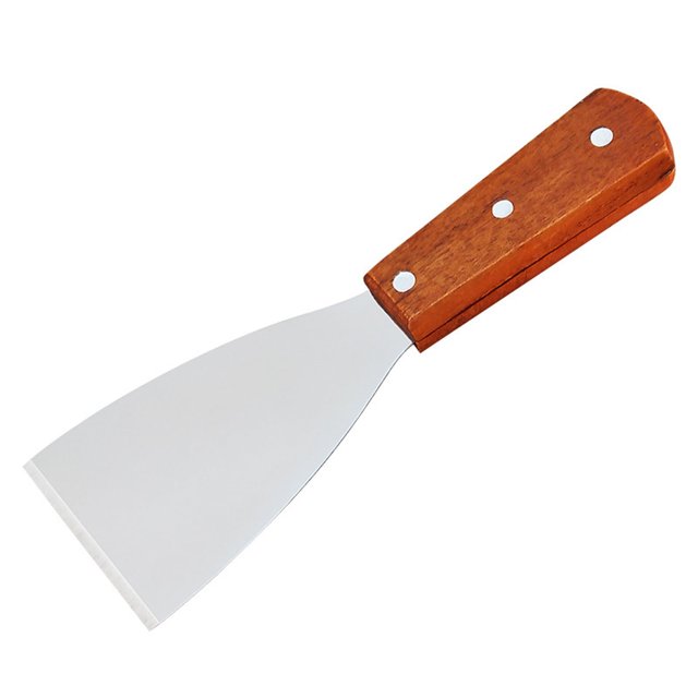 Pala de acero inoxidable con mango de madera para pizza, espátula para cocinar carne, freír, hornear, teppanyaki, conchas de almejas grandes para hornear