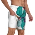 thumbnail image 2 of Kdxio Cute Dinosaur Print Men'S Swim Trunks With Compression Liner 7 Inch Inseam Quick Dry Swim Shorts, 2 of 7
