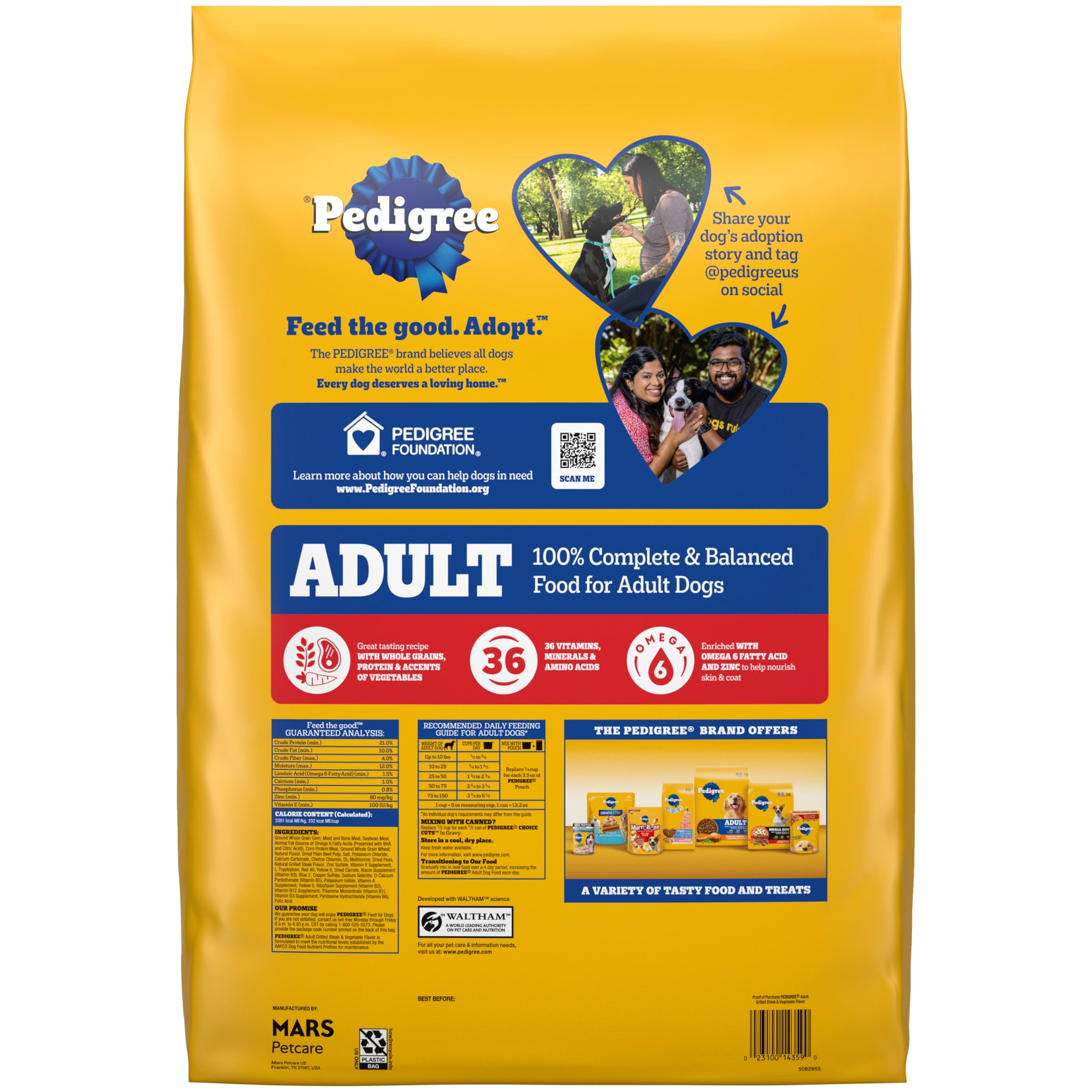 Pedigree Adult Dog Food Complete Nutrition Grilled Steak Vegetable 18 Lb Bag Walmart