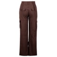 thumbnail image 5 of SELONE Cargo Pants Women With Pockets Low Rise Wide Leg Lightweight Elastic Waist Long Pant Straight Leg Ladies Solid Pants Hippie Punk Trousers Jogger Loose Overalls s for Everyday Wear Coffee XL, 5 of 7