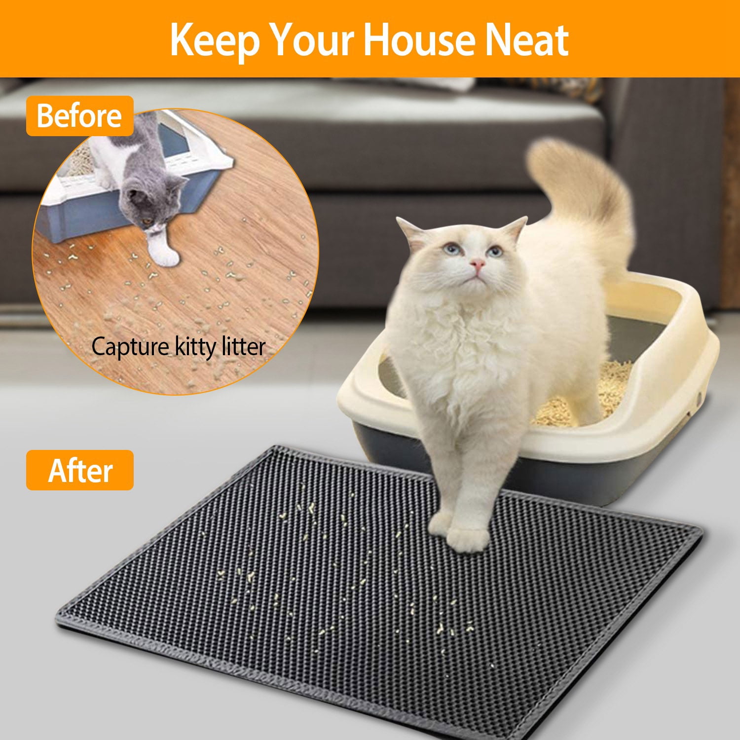 BurgeonNest Cat Litter Mat, Extra Large Litter Box Mat, Honeycomb Double  Layer Kitty Litter Trapping Mat, Urine Proof & Waterproof, Easy Clean,  Machine Washable, Non-Slip, Scatter Control 45x32 - Yahoo Shopping