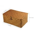 thumbnail image 4 of 1PC Seaweed Basket with Button Woven Basket Straw Woven Box Desktop Storage Box Hand-Woven Storage Basket - Size L, 4 of 6