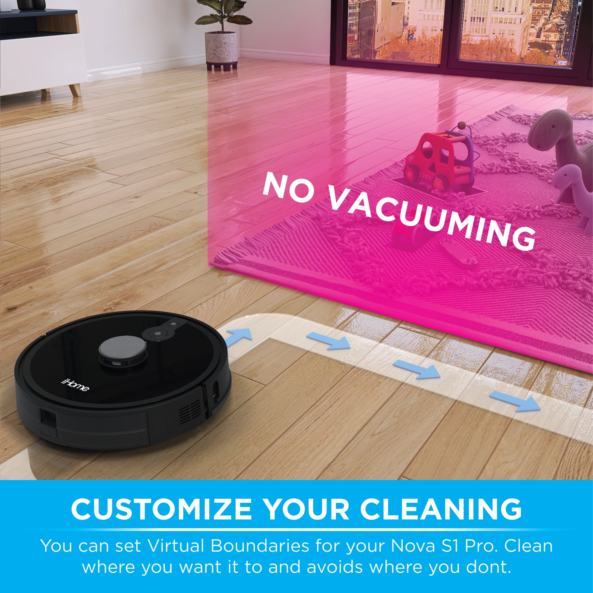 iHome AutoVac Nova S1 Pro Self Empty Robot Vacuum, LIDAR Mapping, 150
