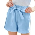 thumbnail image 6 of Jinhomg Girls Cute Summer Shorts Baggy Ruffle High Waisted Shorts Adjustable Tie Knot Summer Dress Shorts with Pockets 2025 Casual Short Pants Blue 13 Years, 6 of 10