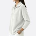 thumbnail image 5 of Sewkxo Women's Lightweight Warm Zip Up Long Sleeve Soft Plush Jacket Casual Faux Fur Lapel Collar Zipper Coat Fall Winter Clothes,White M, 5 of 5