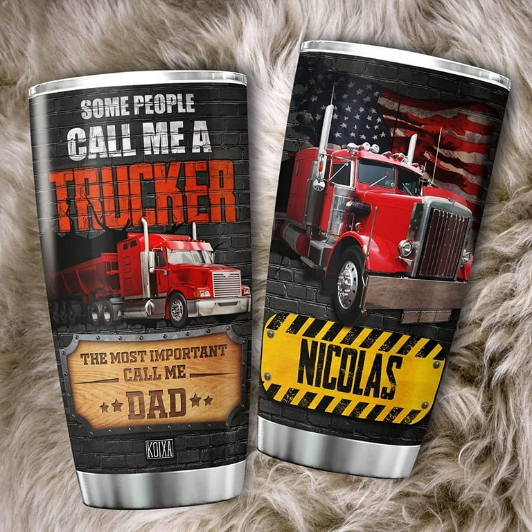 Trucker Travel Mug - Best Badass Trucking Dad Coffee Cup For Men - Great  Gift for Father / Husband from Son, Daughter, or Family, Vacuum cup,  Stainless steel thermos cup, Automobile thermos mug