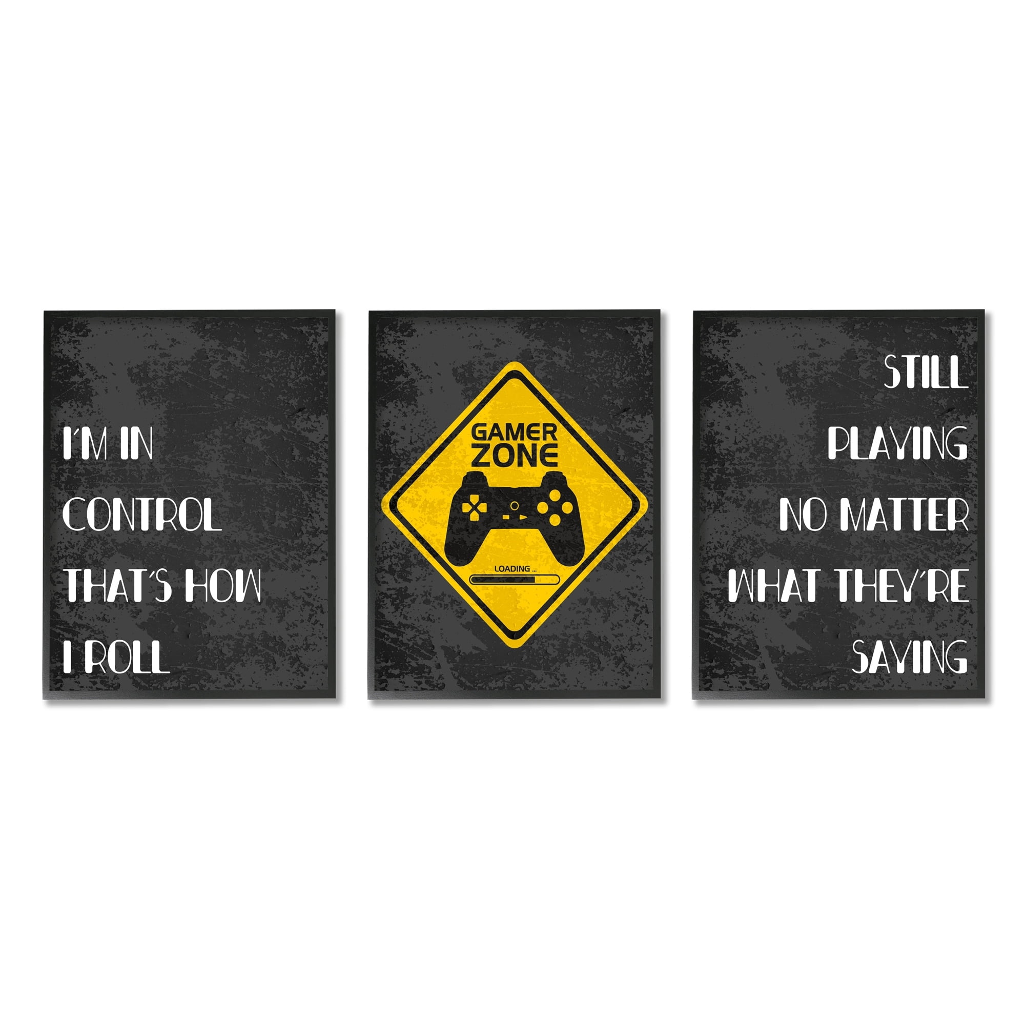 Stupell Industries Gamer Zone Road Sign Modern Video Game Phrases, 24 x 30, Design by Daphne Polselli