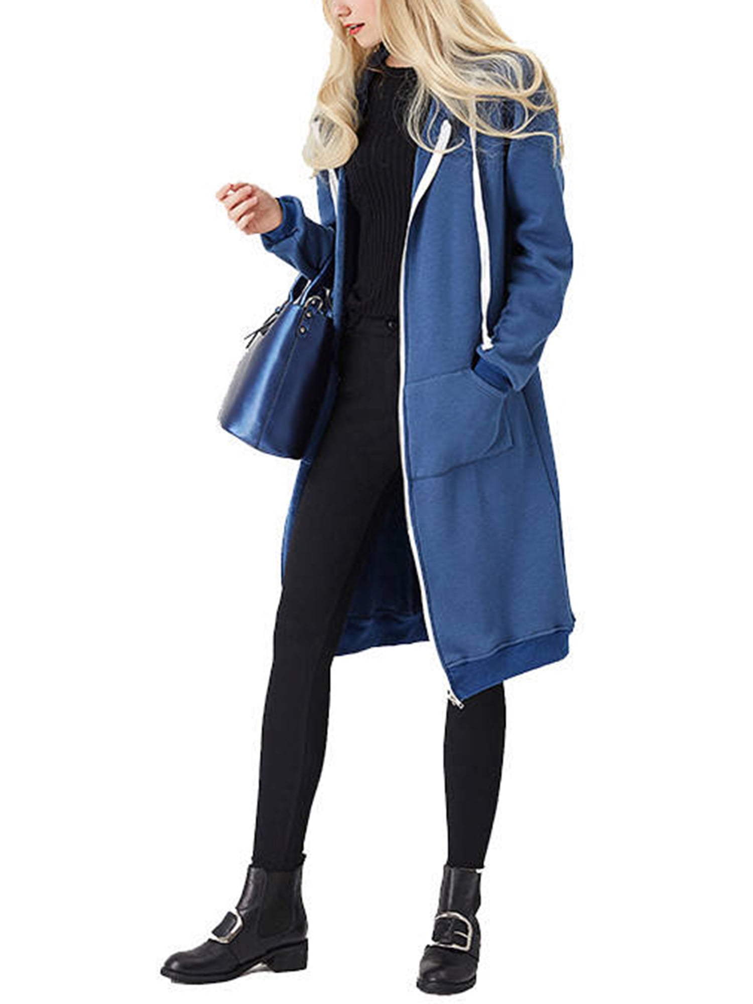 Rucokecg Casual Winter Women Plus Size Hooded Sweatshirt Coat Winter Warm Zipper Pockets Coat Outwear 