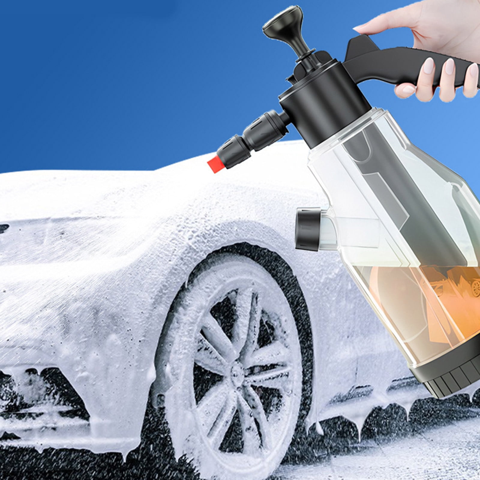 BELOWSYALER 2Liters Pumps Foam Sprayer, 0.5 Gallon Car Wash Sprayer, Foaming Pumps Sprayer,Hand Pressurized Soap Sprayer for Home