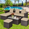 thumbnail image 3 of Costway 5Pcs Rattan Patio Conversation Furniture Set Adjustable Sofa Cushioned Ottoman, 3 of 10