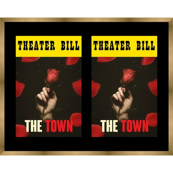 11x14 Gold Playbill Frame with Black Mat with 2 Opening to Display 2 Playbills - with UV Acrylic,