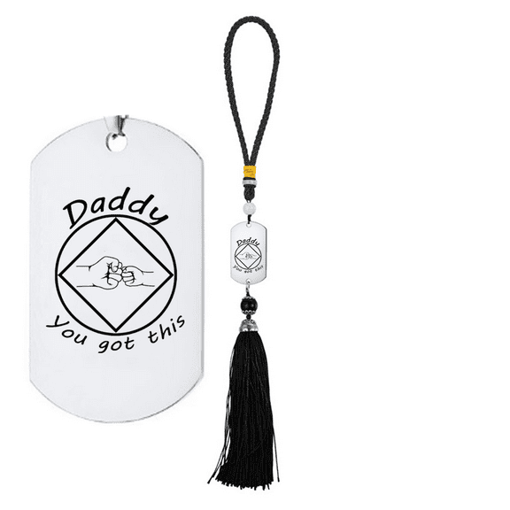 Daddy You Got This NA Sobriety Car Door Hanging Ornaments, Inspirational Recoverying Rear View Mirror Tassel Pendant Sober Recovery Anniversary 12 Step Gifts for Dad Father Papa from Son Daughter