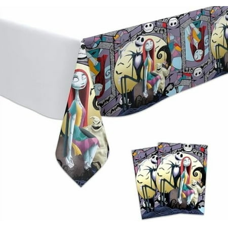 2Pcs Nightmare Before Christmas Tablecloth Disposable Tablecover Birthday Party Supplies and Decorations for Kid Boy Baby Shower Rectangle Tables 70"X42",2 Pack