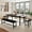 Black, variant on Honfach 5 Piece Dining Table Set for 4-8 People, 63" Large Extendable Kitchen Table Set with 2 Benches and 2 Square Stools, Black