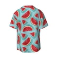 thumbnail image 6 of Lsque Watermelon print Men's Cuban Collar Short Sleeve Shirt Summer Beachwear Casual Button Down Fashionable Vacation Leisure Shirt-Large, 6 of 7