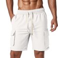 thumbnail image 1 of Pantalones cortos informales para hombre: corte holgado, pierna recta, largo medio, para casa, playa y actividades al aire libre en verano, múltiples bolsillos, poliéster., 1 of 4