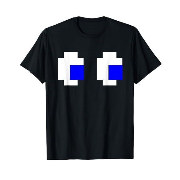 Retro Arcade Video Game Ghost Eyes Cosplay Costume Halloween T-Shirt Black Tee
