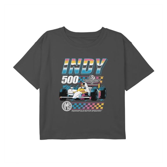 Girls Indy 500 Chrome Retro Race Car T Shirt