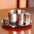 thumbnail image 2 of Stainless Steel Coffee Cup Set,, three piece set Insulated Coffee Cup Set Double Walled Mugs Milk Tea With Spoon Saucer for Coffee Latte Tea Milk, 2 of 5