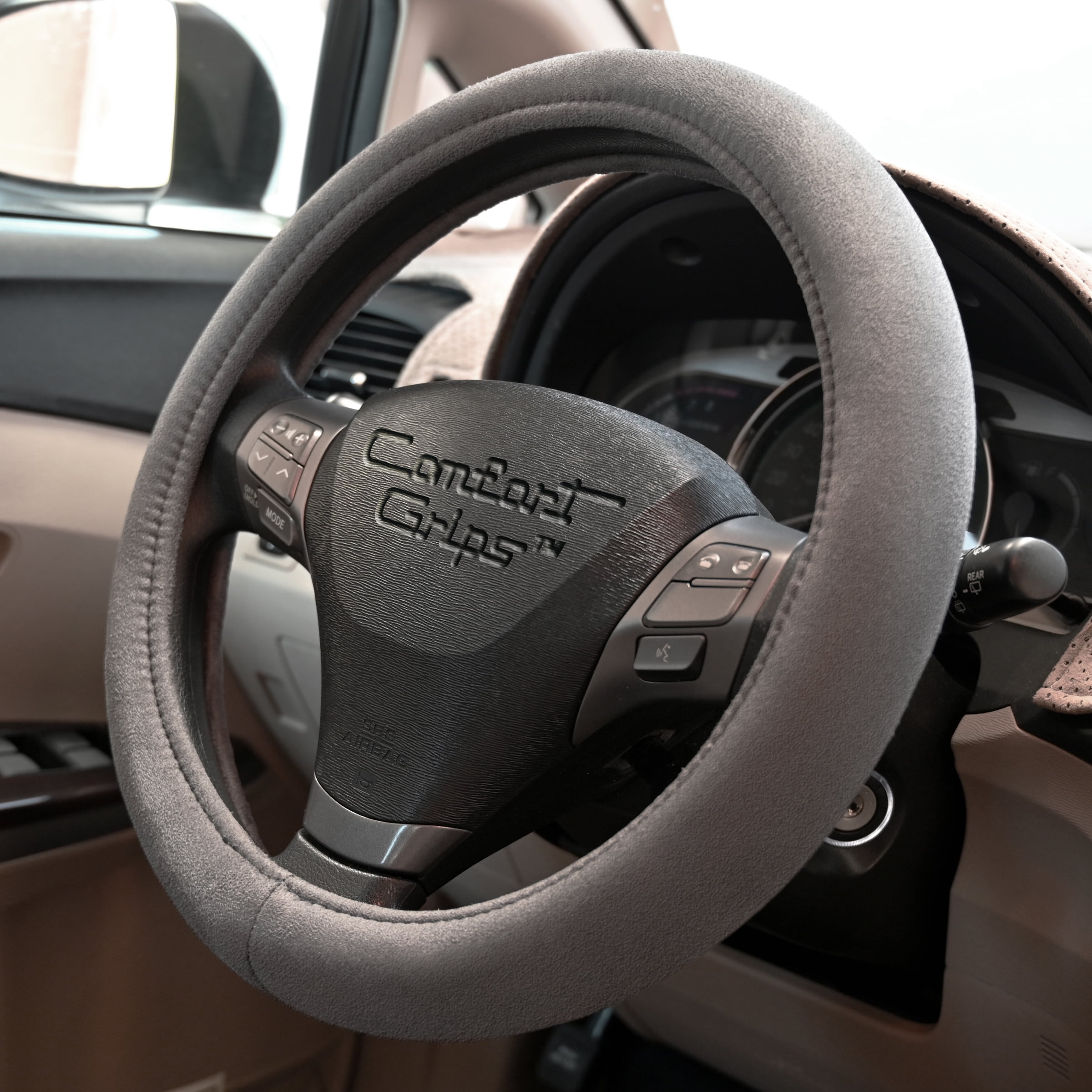 Comfort Grips Steering Wheel Cover - Ultra Plush Medium (14.5 - 15.4) Grey