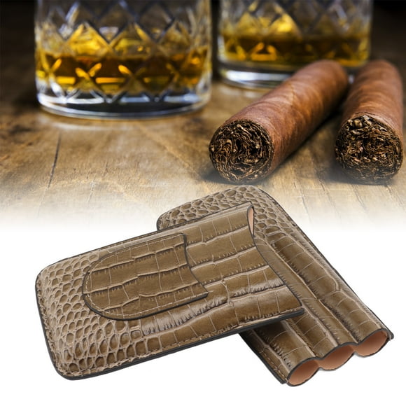 3 Finger Cigar Holder Case Portable Humidor Premium Leather Cigar Case Frosted Finish for Travel Size Hardware
