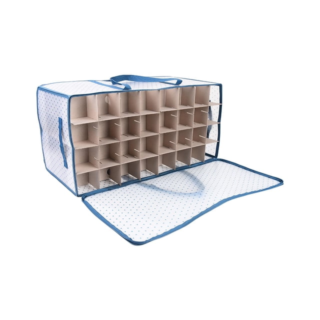 Siruishop Christmas Ornament Storage Box with Handles Protection Christmas Ball Holder Blue L