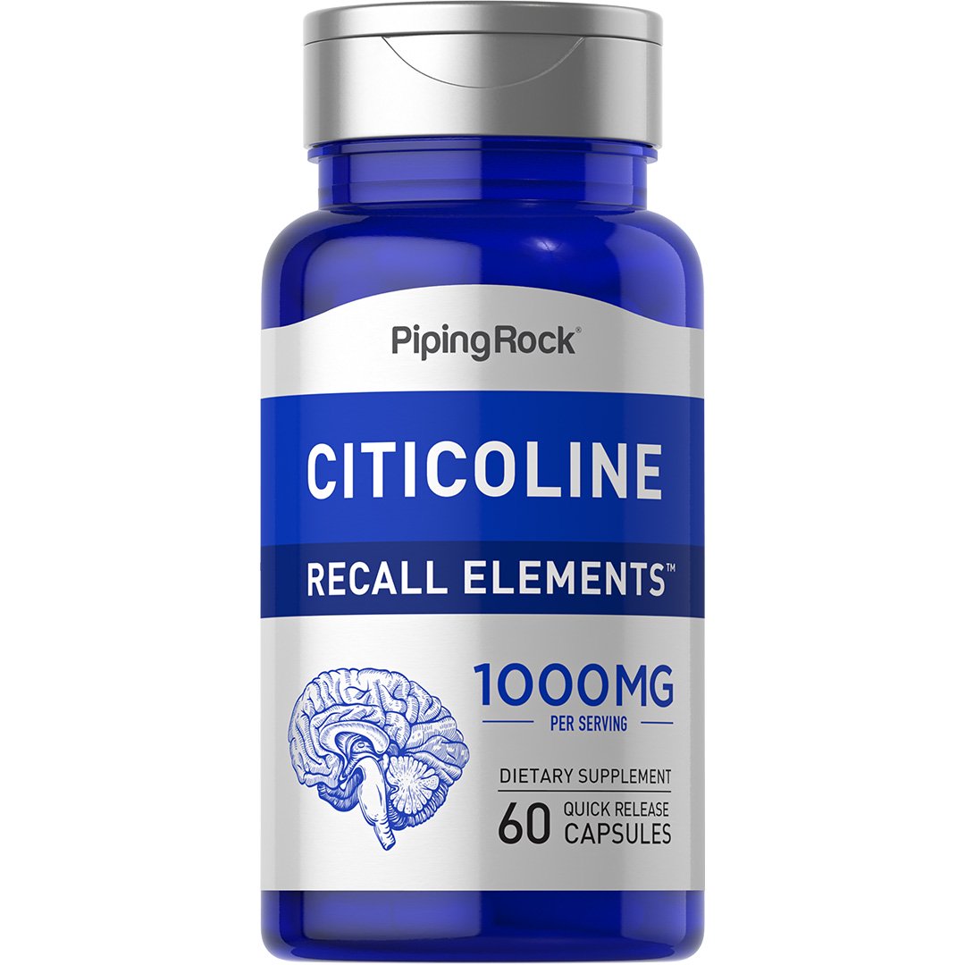 Citicoline (Recall Elements) 500 mg | 60 Quick Release Capsules | Non-GMO, Gluten Free | By Piping Rock