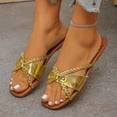 thumbnail image 6 of Eltusu Women Flat Slide Sandals, Open Toe Summer Breathable Non Slip Beach Sandals Shoes Gold Size 6, 6 of 9