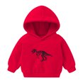 thumbnail image 1 of 2025 Sweat à Capuche Mignon Imprimé Dinosaure pour Filles 1-8 Ans Pull à Manches Longues Rouge, 1 of 3