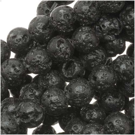 - Natural Lava Gemstone Beads, Round 4.5mm, 15.5 Inch Strand, Black