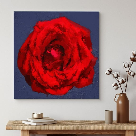 PixonSign Canvas Print Wall Art Crisp Detailed Red Rose Floral Plants Photography Realism Glam Closeup Colorful Multicolor Ultra for Living Room, Bedroom, Office - 24"x24"