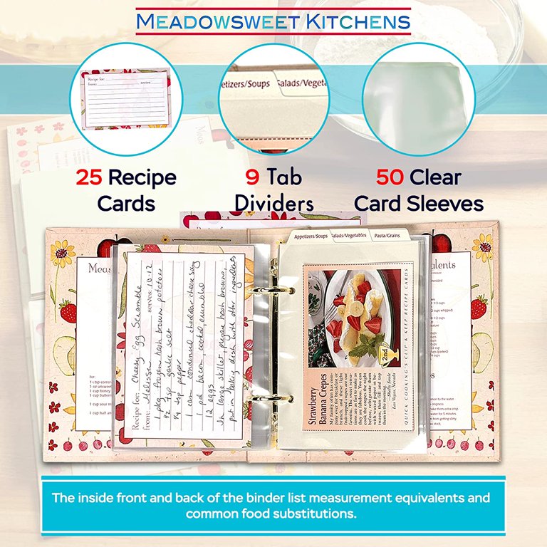 Meadowsweet Kitchens Recipe Card Cookbook Binder Organizer - Fruit 'n'  Flowers - Walmart.com