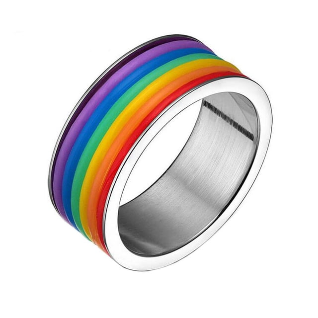 Iris Lesbiana De Orgullo Acero Inoxidable Mujeres Hombres Joyería De Sunnimix Rainbow Ring