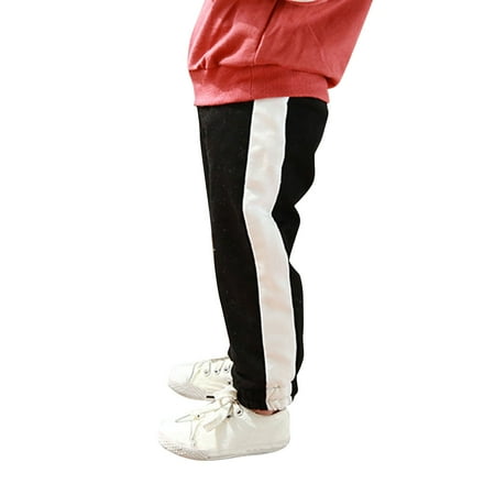 

koaiezne Toddler Kids Baby Boys Girls Fleece Lined Sweatpants Cotton Striped Active Jogger Fall Winter Warm Pants Leggings Kids Harem Pants Boys Corduroy Pants Boys Size 5