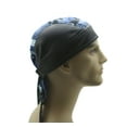 thumbnail image 3 of Headwrap Cotton Leather Like Bandana Du-Rag Doo Rag Blue Camouflage, 3 of 4