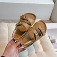 thumbnail image 5 of Gubotare Little Girl Sandals Soft Leather Toddler Sandals Soft Non-slip Soles Baby Shoes for Girls Size 8.5 (Brown,Toddler 8.5), 5 of 9