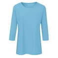 thumbnail image 4 of XDZJLR Women T Shirts 3/4 Length Sleeve Casual Loose Fit Crewneck Cute Solid Three Quarter Length Tunic Tees, 4 of 4