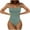 Green, variant on Womens Scoop Neck One Piece Swimsuit High Leg Ribbed Bathing Suits Hollow Side One-Piece Swimwear Sexy Monokini