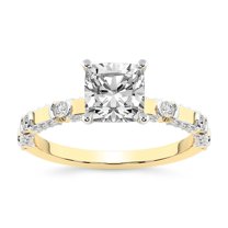 IGI Certified 5 Carat Cushion Shape Lab Grown Diamond Engagement Ring | 14K Yellow Gold | Majestic Love Diamond Accent Ring | FG-VS1-VS2 Quality Friendly Diamonds