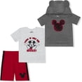 thumbnail image 1 of Disney 3 Pack Mickey Mouse Shorts Set with Graphic Tees for Boys, Hooded Shirt and Shorts, 1 of 7
