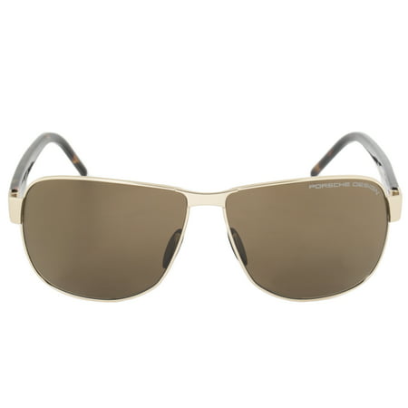 Porsche Design Design P8633 B 61 Aviator Sunglasses for Men | Matte Gold Titanium Frame | Brown Lens