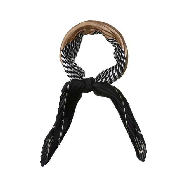 INSPIRE CHIC Foulard Plissée à Rayures Contrastées pour Femmes Foulard de Cou Noir