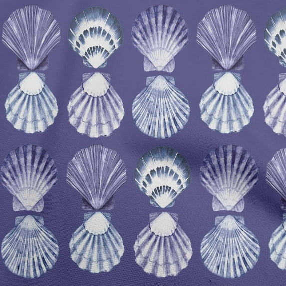 oneOone Cotton Silk Royal Blue Fabric Sea Shells Ocean Craft Projects Decor Fabric Printed By The Yard 42 Inch Wide