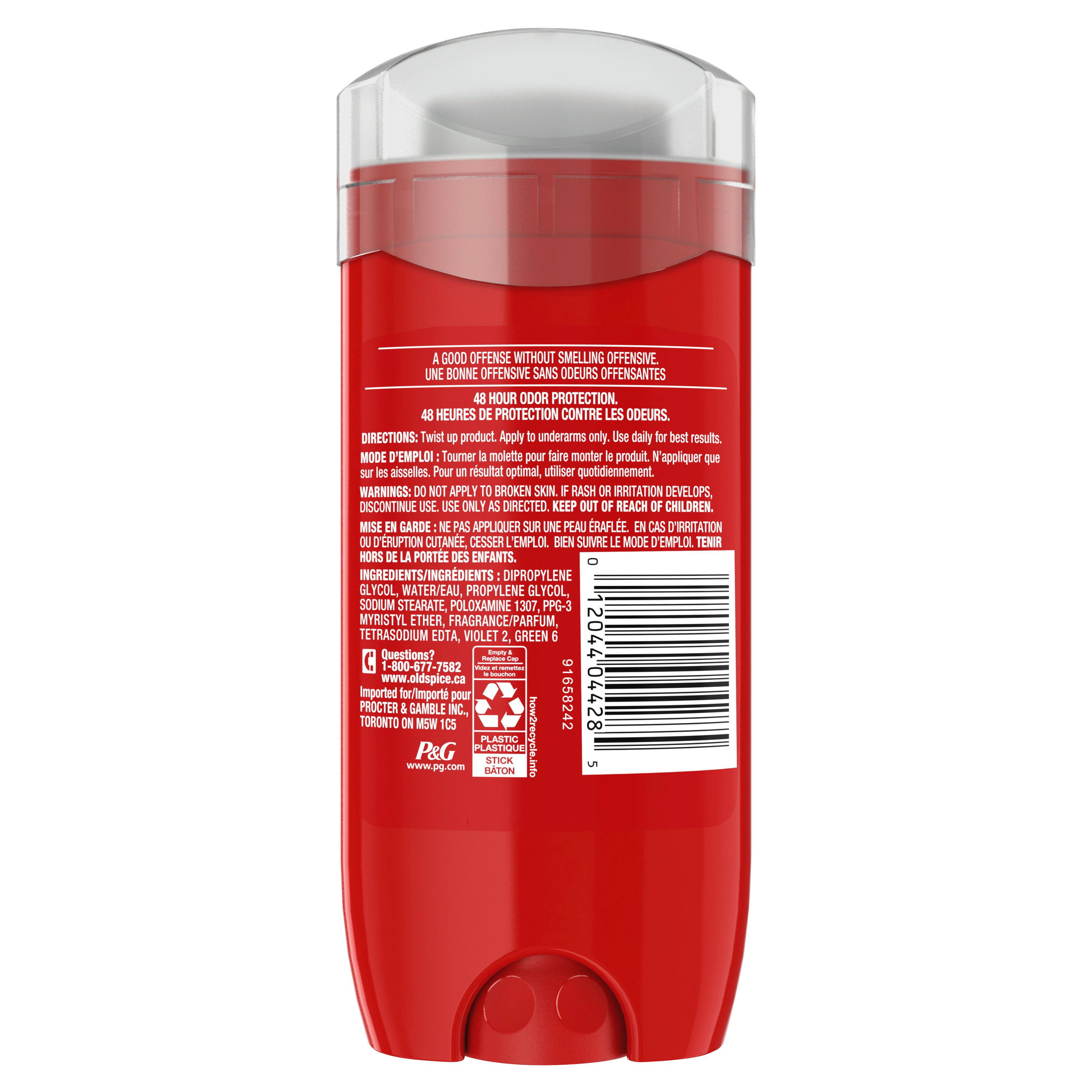 Désodorisant High Endurance Old Spice pour hommes, sans aluminium, protection 48 heures, parfum Fraîcheur