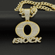 thumbnail image 3 of Collar con colgante de letra Oblock de estilo hip hop de moda con incrustaciones de aleación, estilo punk rap, collar genial con borde cruzado, 3 of 4