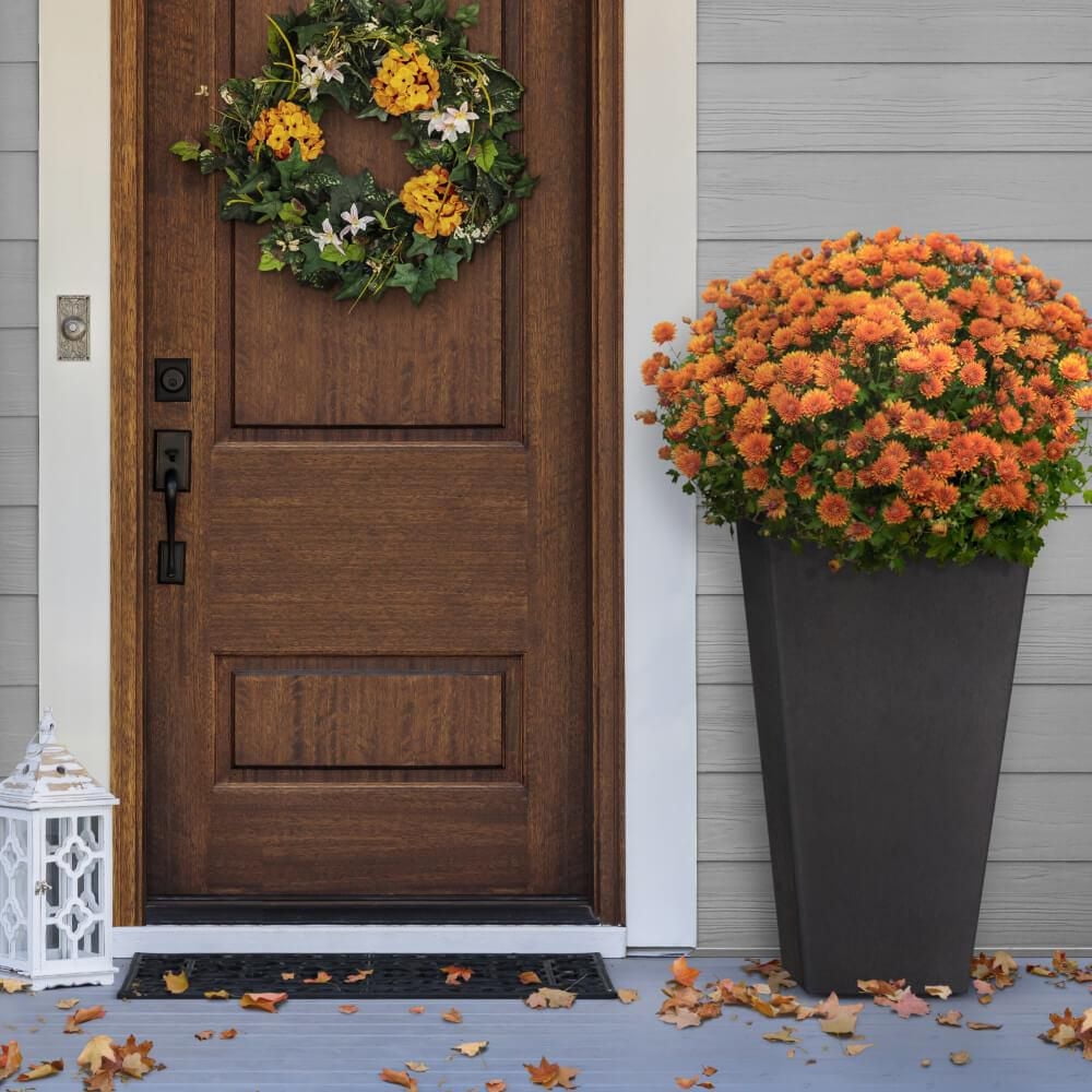 Tierra Verde 18in W x 36in H Sonata Classic Self-Watering Tapered X-Large Square Indoor/Outdoor Planter-Black