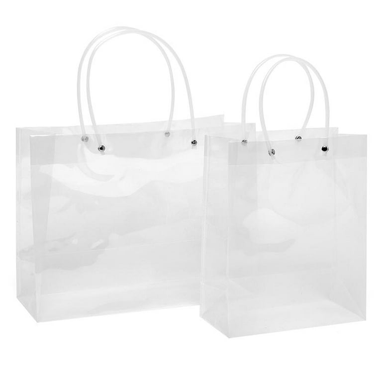 Clear Handle Gift Bags 8 inch x 4 inch x 10 inch | Quantity: 100 by Paper Mart