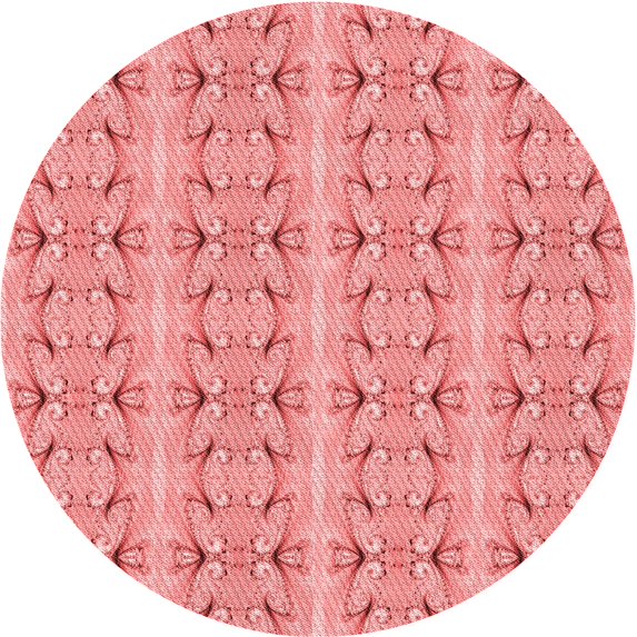 Ahgly Company Machine Washable Indoor Round Transitional Pastel Pink Area Rugs, 8' Round