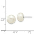 thumbnail image 3 of Real 14kt White Gold 8-9mm White Button FW Cultured Pearl Stud Post Earrings; for Adults and Teens; for Women and Men, 3 of 3