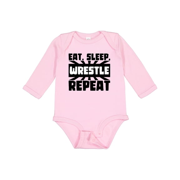 Inktastic Eat, Sleep, Wrestle, Repeat Boys or Girls Long Sleeve Baby Bodysuit